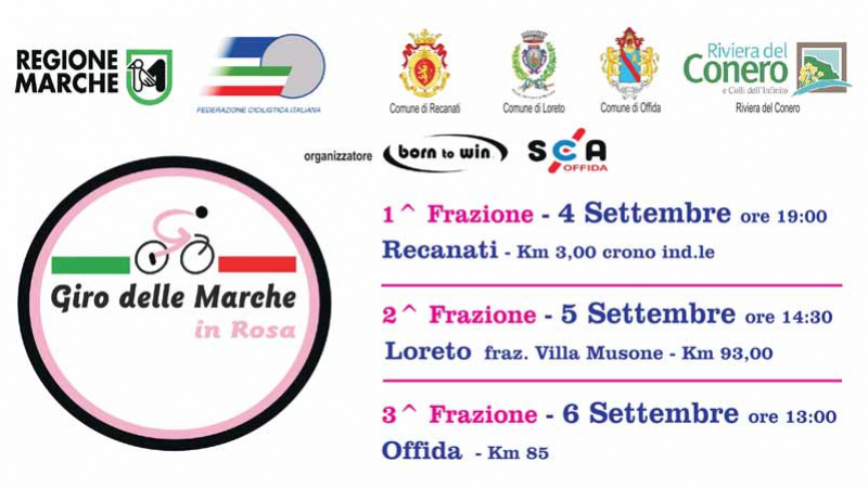 Giro delle Marche in Rosa: tre tappe con partenza da Recanati, Loreto e Offida