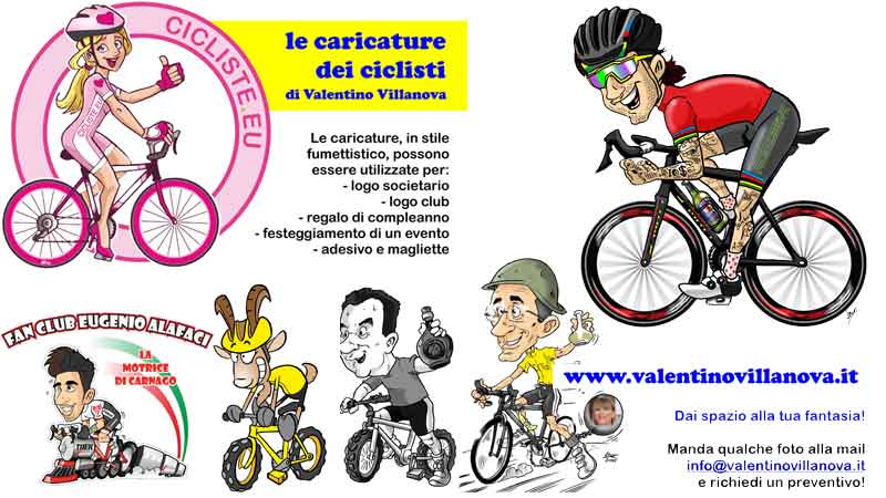Le caricature delle cicliste di Valentino Villanova